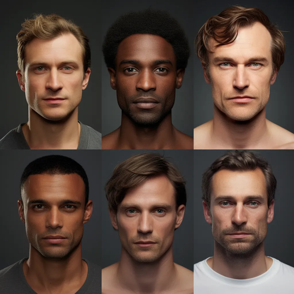 men with different skin types