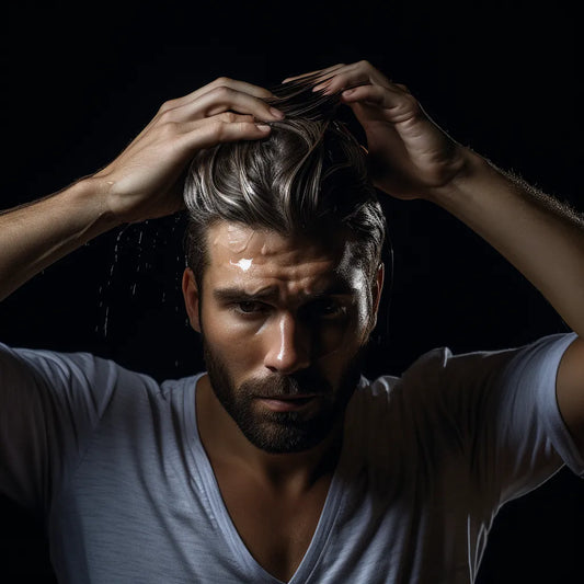 man applying hair paste to his hair