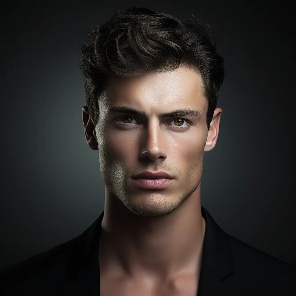 man with a strong jawline, sculpted cheek bones